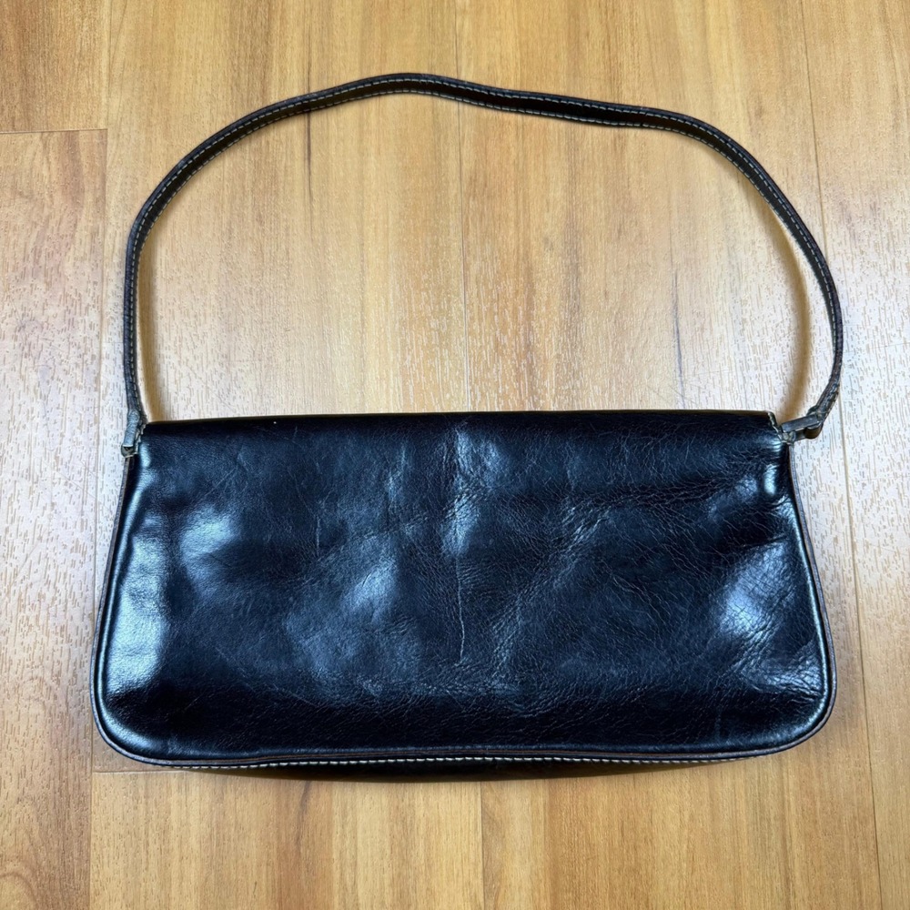 Kate Spade New York Vintage Black Leather Shoulder Bag Made in Italy 11232 - Picture 8 of 12